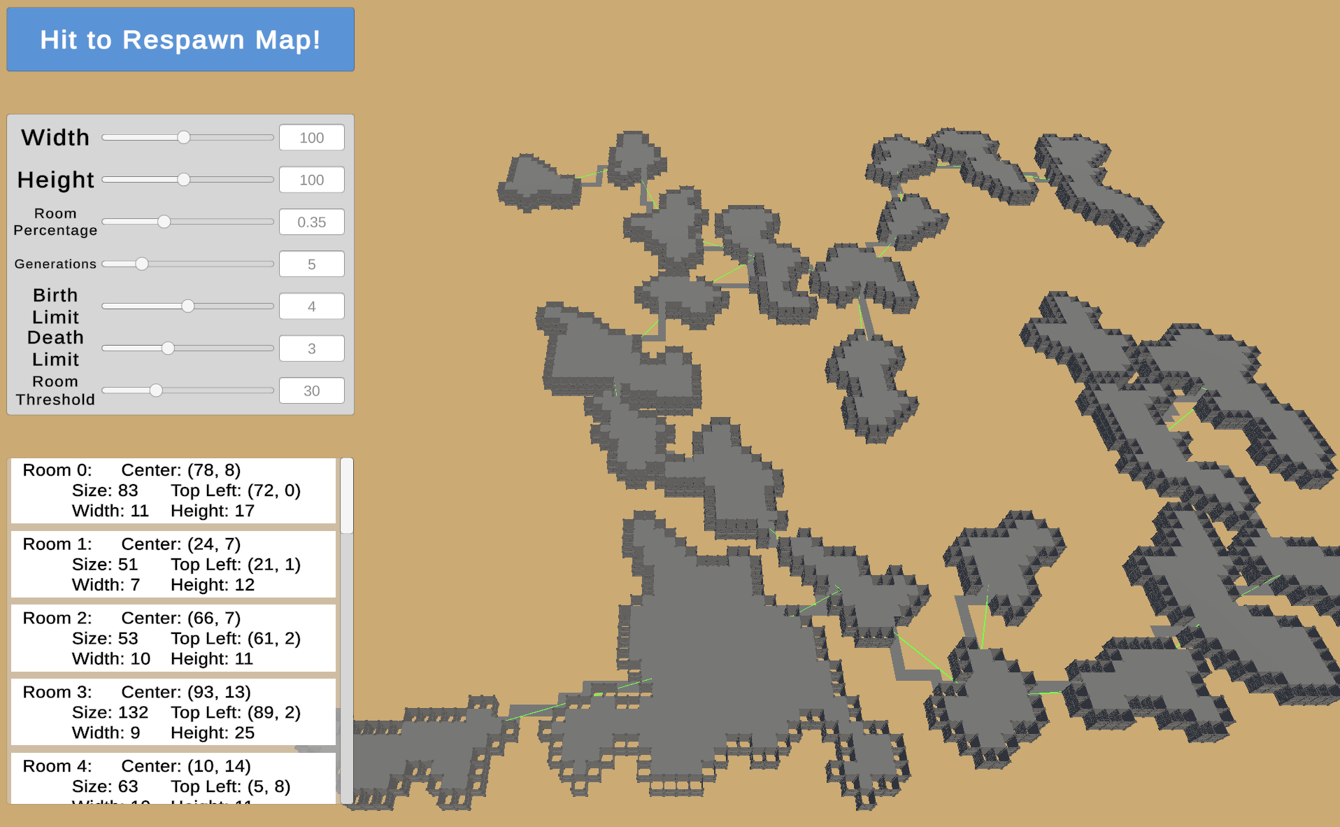 Screenshot of Procedurally Created Dungeon