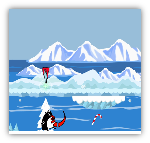 Screenshot of Magnetic Gameplay (Bouncing Off Icicle)