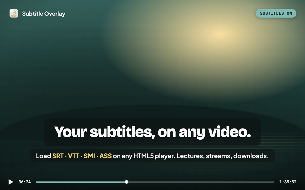 Subtitles rendered over a video in the browser